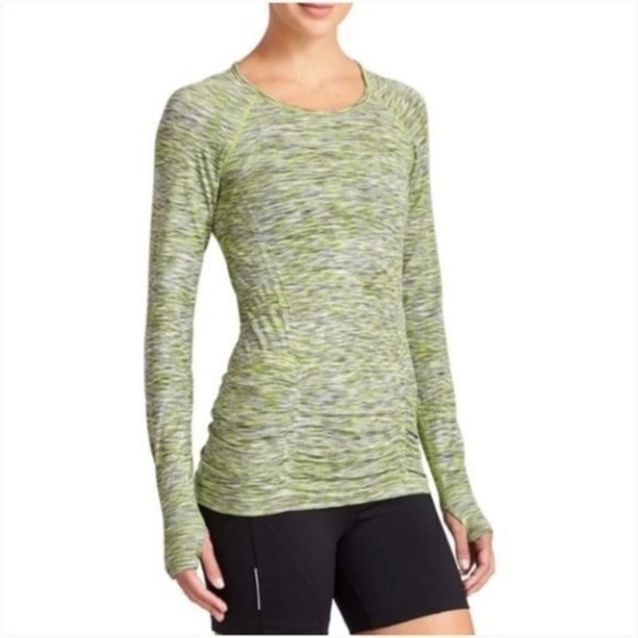 Athleta Tops - Athleta FastTrack Long Sleeve Top Space Dye Green Small Running Training Gym EUC